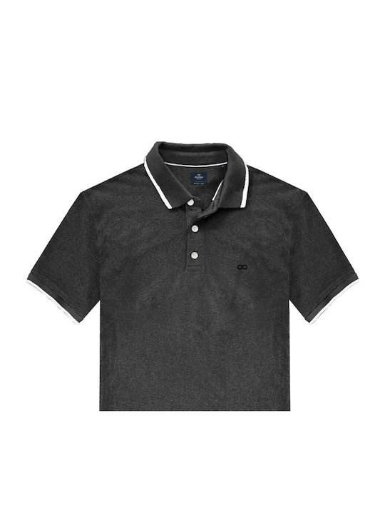 Double Men's Short Sleeve Blouse Polo Black