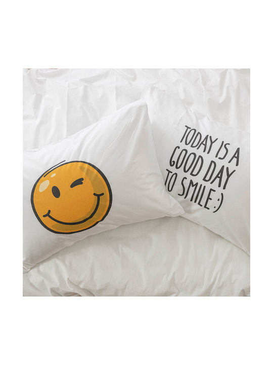 Borea Smile Pillowcase Set White 50x70cm.