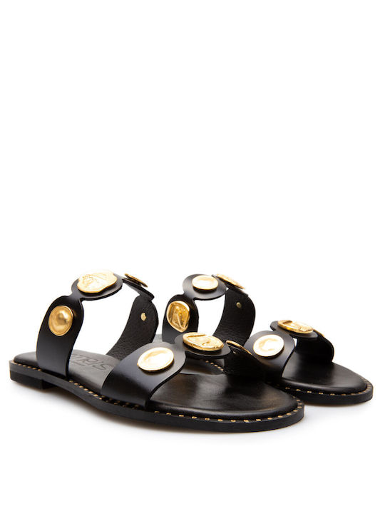 Makis Kotris Damen Flache Sandalen in Schwarz Farbe