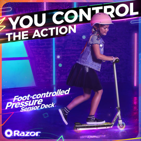 Razor Color Rave Trotinetă Electrică Pentru Copii Cu Viteză Maximă De 12km/h Și Autonomie De 6km În Culoare Argintie