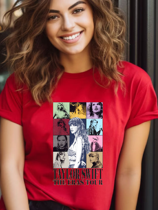 Fruit of the Loom Taylor Swift The Eras Tour Tricou Roșu Bumbac
