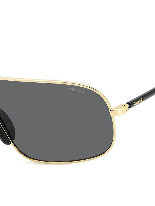Polaroid Men's Sunglasses with Gold Metal Frame and Gray Lens