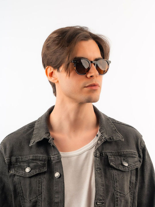 Red Raven Athene Unisex Sonnenbrillen mit Horn umrandetem Rahmen Amber