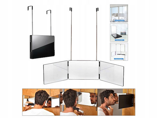 Oglindă de masă portabilă triplă portabilă portabilă neagră Unghi de vizualizare larg 180° Aria Trade