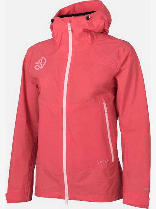 Women's for Hiking Short Lifestyle Jacket for Spring or Autumn with Hood Red