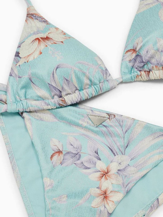 Set Bikini Τριγωνάκι Hibiscus Print Mint