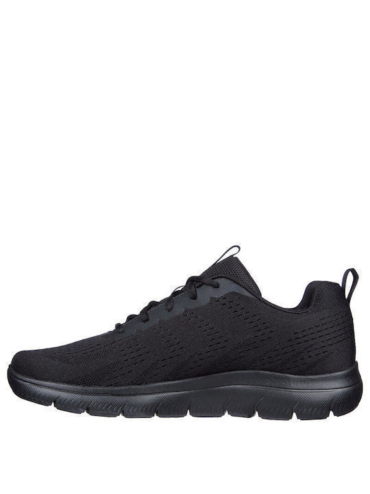 Skechers Lace-up Memory Foam Ανδρικά Αθλητικά Παπούτσια Running Μαύρο