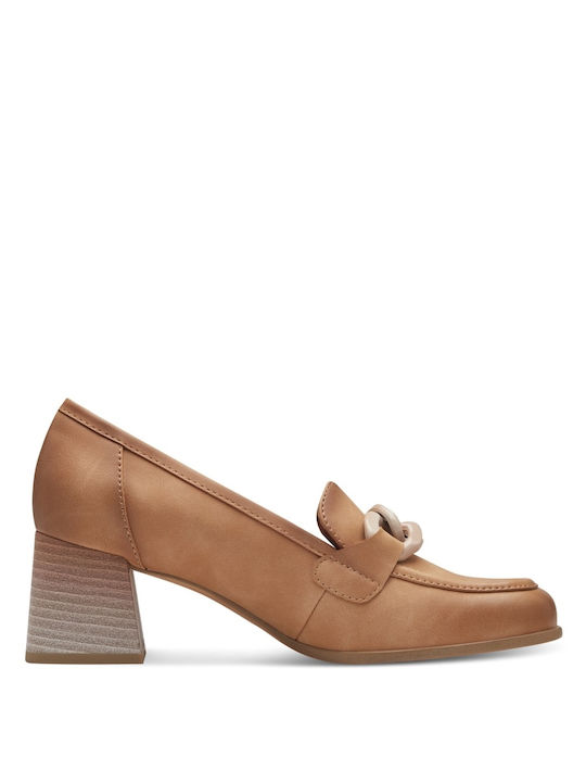 Marco Tozzi Synthetic Leather Tabac Brown Medium Heels