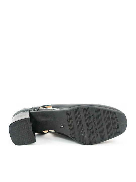 Patent Leather Black Medium Heels