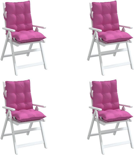 vidaXL Waterproof Garden Chair Cushion with Backrest Pink 4 Pieces 50x100cm