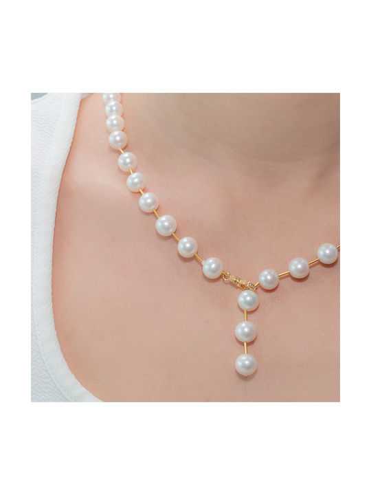 Margaritari Necklace from Gold 22K with Pearls & Diamond