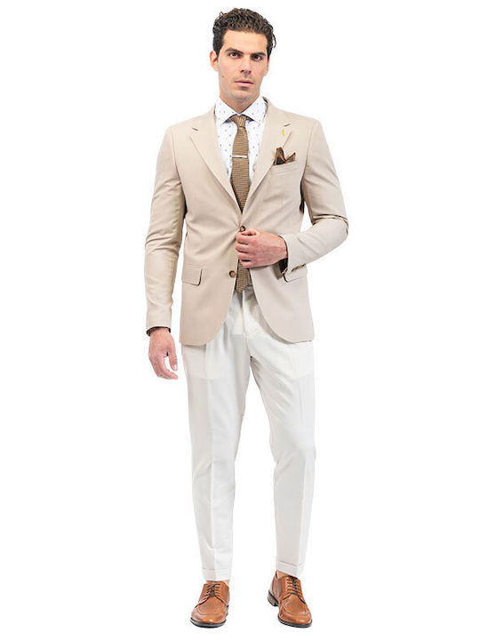 Vittorio Artist Men's Suit Jacket Slim Fit Beige