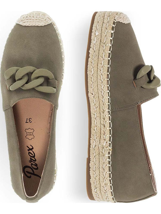 Women's Leather Espadrilles Khaki