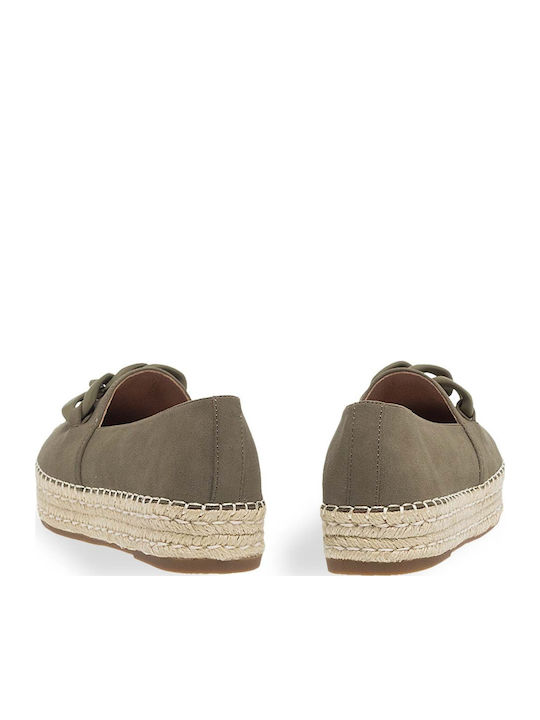 Women's Leather Espadrilles Khaki