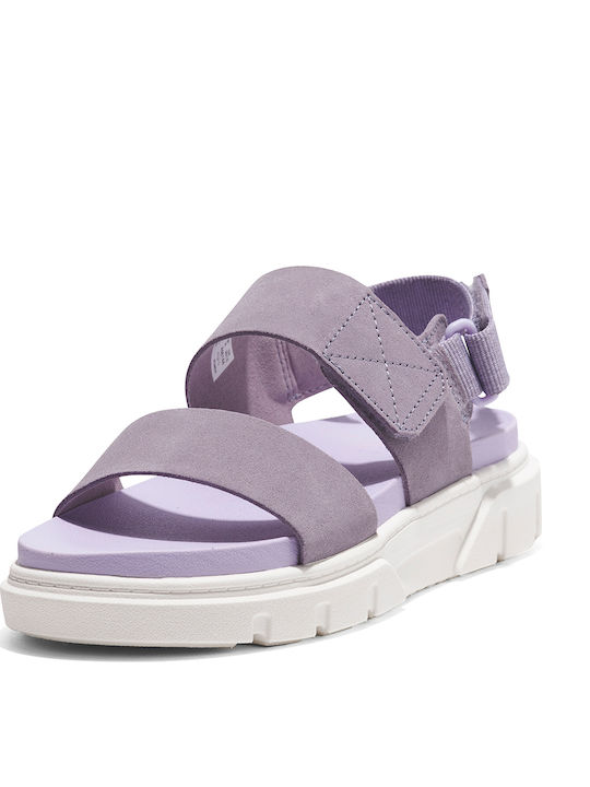 Leather Women's Flat Sandals Anatomic in Purple Color