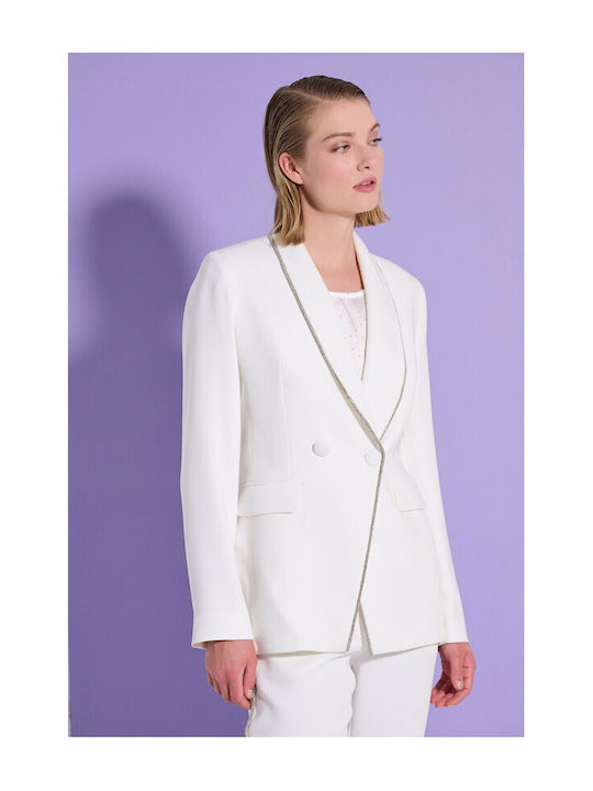 Matis Fashion Blazer pentru femei Sacou Alb