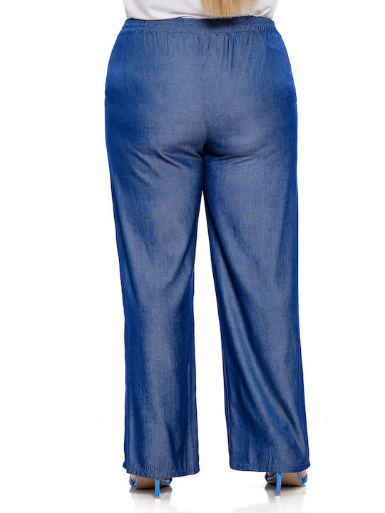 Silky Collection Femei Denim Pantaloni largi Blue