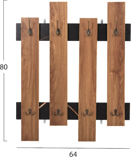 HomeMarkt Κρεμάστρα Τοίχου Wesson Ξύλινη 16 Θέσεων Μαύρη 64x4x79cm
