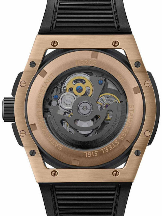 Ingersoll Ανδρικό Ρολόι 47mm Αυτόματο με Μαύρο Δερμάτινο Λουράκι