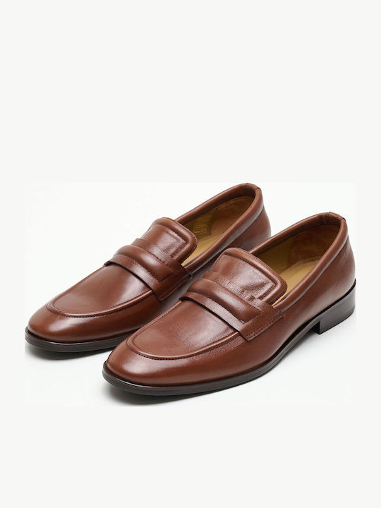 Δερμάτινα Ανδρικά Loafers σε Ταμπά Χρώμα