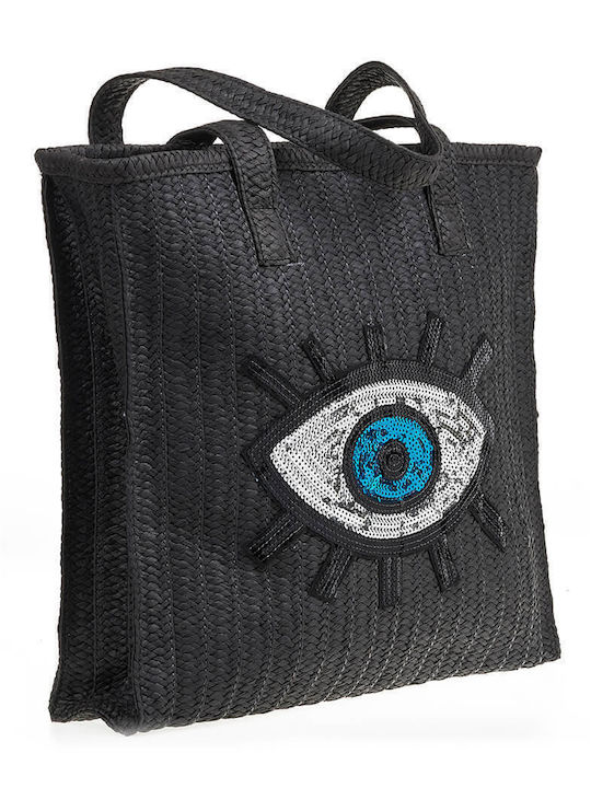 Verde Wicker Beach Bag Black Verde Wicker Beach Bag Black