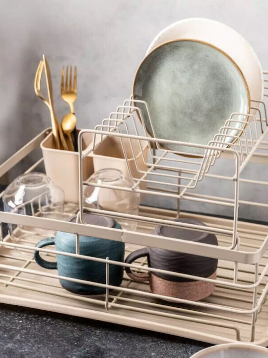 KING Hoff Στραγγιστήρι Νεροχύτη Μεταλλικό Μπεζ 43x32x27cm