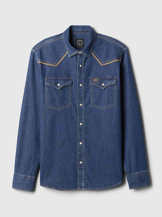 Long-sleeved Denim Shirt Blue