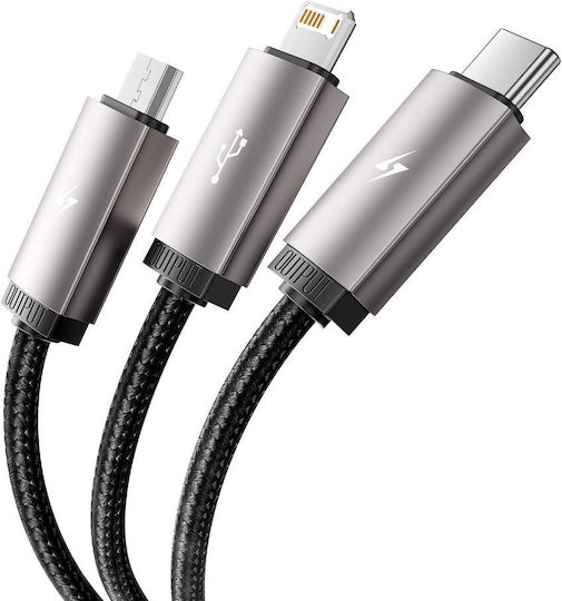 Tech-protect Ultraboost 3in1 Lightning & Type-c & Micro-usb Cable 3.5a 100cm Grey