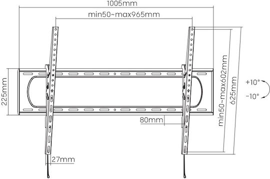 Maclean Energy MC-750N Βάση Τηλεόρασης Τοίχου έως 120" Μαύρο
