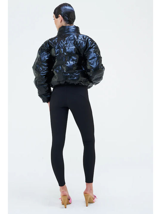 Women's Short Puffer Jacket for Winter Black