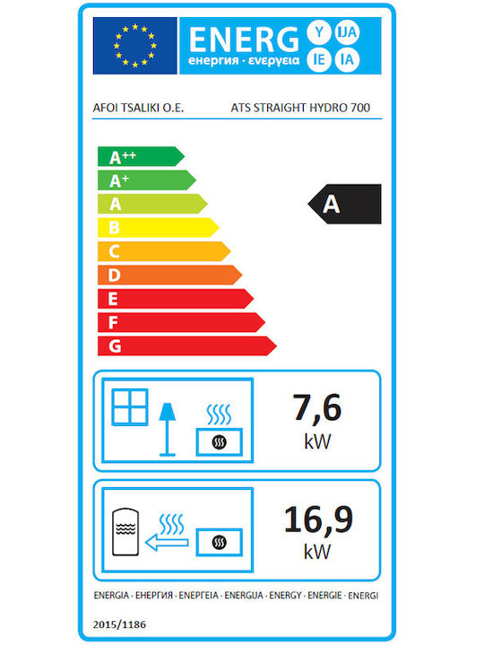Thermiki ATS Straight Hydro 700 Șemineu cu inserție Lemn 7.6kW Drept cu ușă glisantă de cabinet
