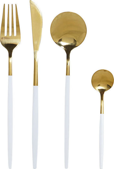 DKD Home Decor Set de Tacâmuri Inoxidabil Albe 24buc
