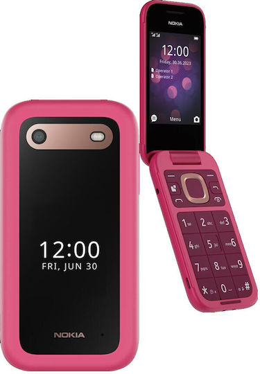Nokia 2660 Flip Dual SIM (48/128MB) Κινητό με Κουμπιά (Ελληνικό Μενού) Ροζ