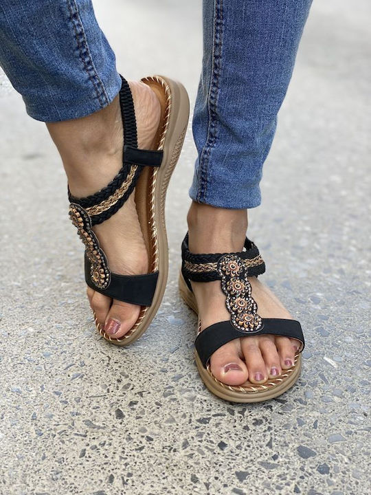 Women's Flat Sandals in Black Color