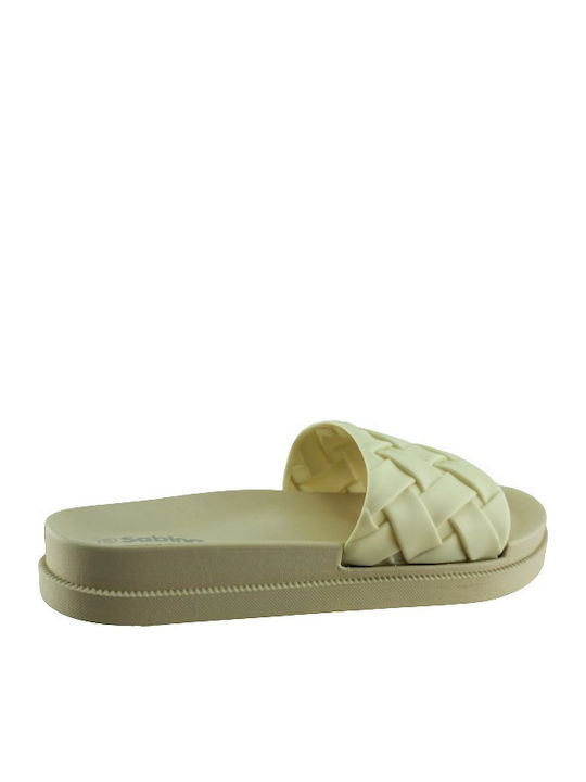Women's Flat Sandals in Beige Color