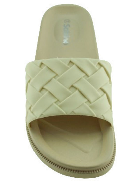 Women's Flat Sandals in Beige Color