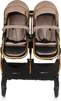 Chipolino Duo Smart Verstellbar Doppelter Kinderwagen Geeignet für Neugeborene Golden Beige