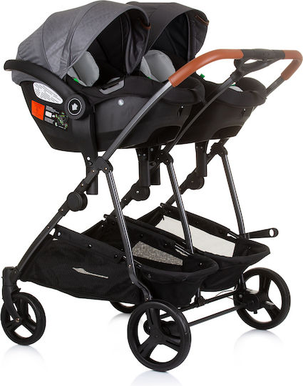 Chipolino Duo Smart Reglabil Cărucior dublu Potrivit pentru Nou-născut Gri argintiu 12.2kg