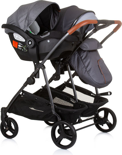 Chipolino Duo Smart Reglabil Cărucior dublu Potrivit pentru Nou-născut Gri argintiu 12.2kg