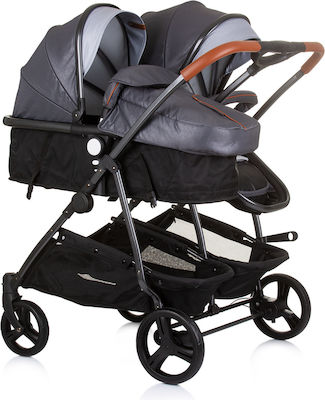 Chipolino Duo Smart Verstellbar Doppelter Kinderwagen Geeignet für Neugeborene Silver Grey 12.2kg