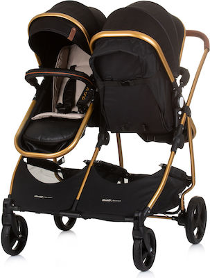 Chipolino Duo Smart Adjustable Double Stroller Suitable for Newborn Obsidian Gold 12.2kg