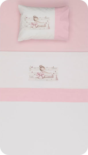 Borea Ballerina Baby Sheets Set Crib Cotton White 120x170cm 3pcs