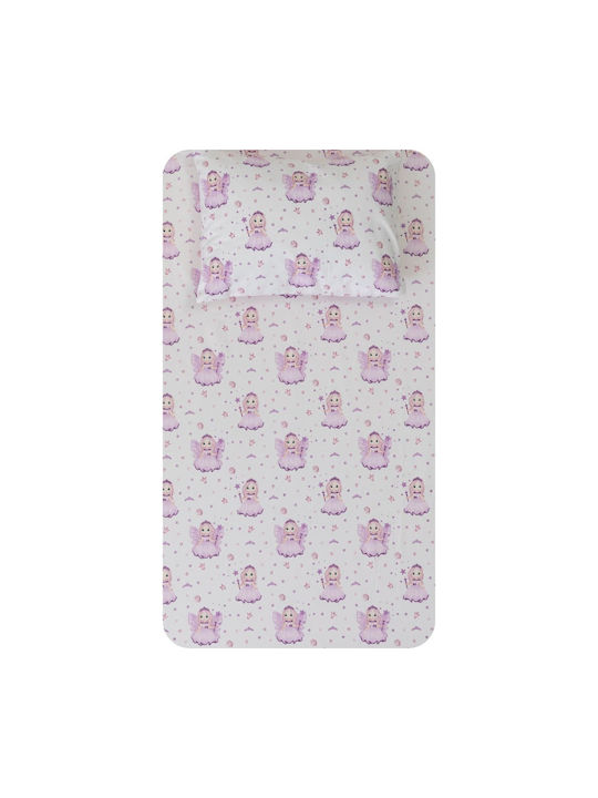 Borea Fairy Baby Sheets Set Crib Cotton Lilac 120x160cm 3pcs