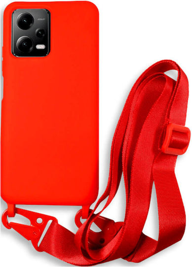 Bodycell Back Cover Silicone with Strap Red (Redmi Note 12 5G / Poco X5 5G)