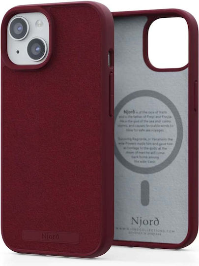 Njord Suede Back Cover Plastic 2mm Roșu (iPhone 15 Plus / 16 Plus)