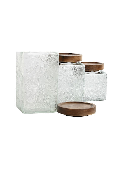 Home Esprit Set 1pcs Jars General Use with Lid Wooden 500ml