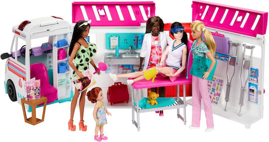 Barbie Κινητό Ιατρείο-Ασθενοφόρο Όχημα για Κούκλες για 3+ Ετών