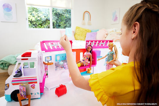 Barbie Κινητό Ιατρείο-Ασθενοφόρο Όχημα για Κούκλες για 3+ Ετών