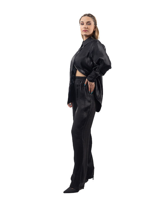 PNR Woman Femei Negru Set cu Pantaloni