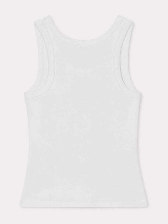 Women's Cotton Sleeveless Floral Top White